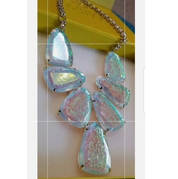 IRIDESCENT DICHROIC FOIL HARLOW NECKLACE GOLD TX - Picture 7 of 11